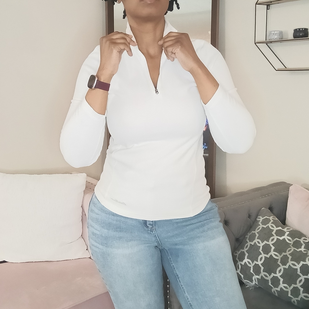 Eddie Bauer Women's White Quarter-Zip Pullover Top